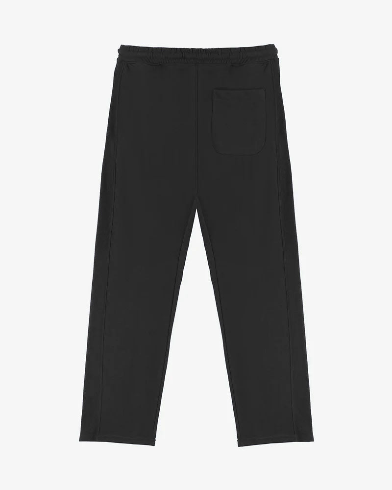 Black straight pleated trouser on a white background