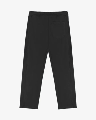 Black straight pleated trouser on a white background