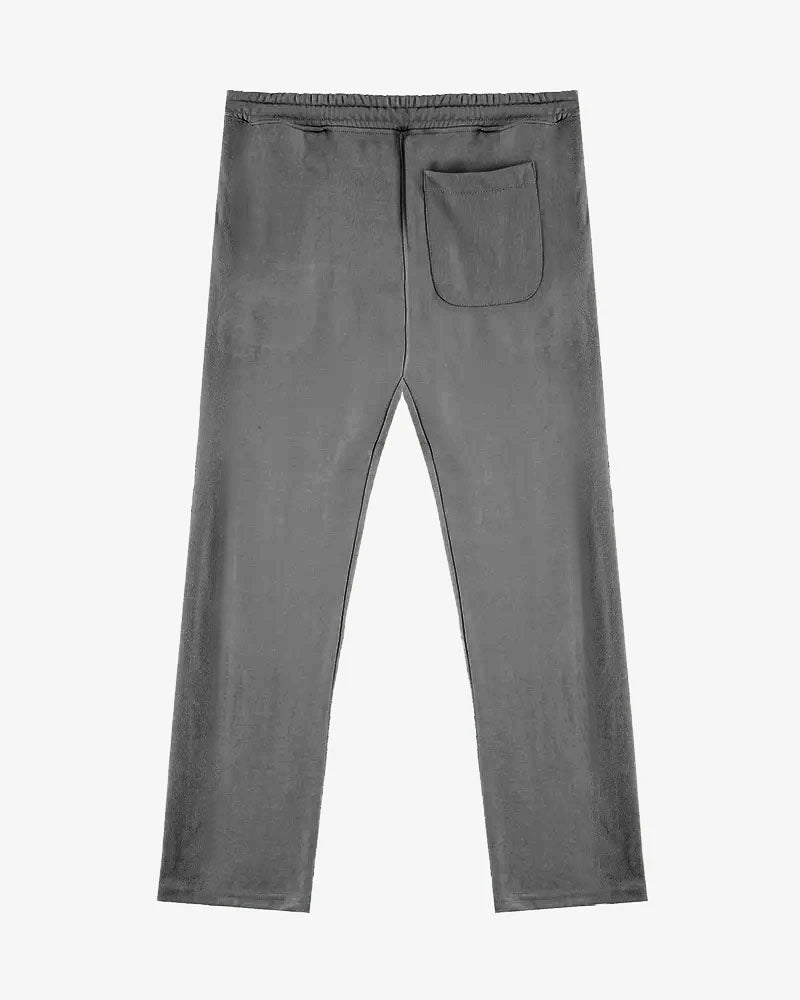 back of Gray straight pleated trouser  on a white background