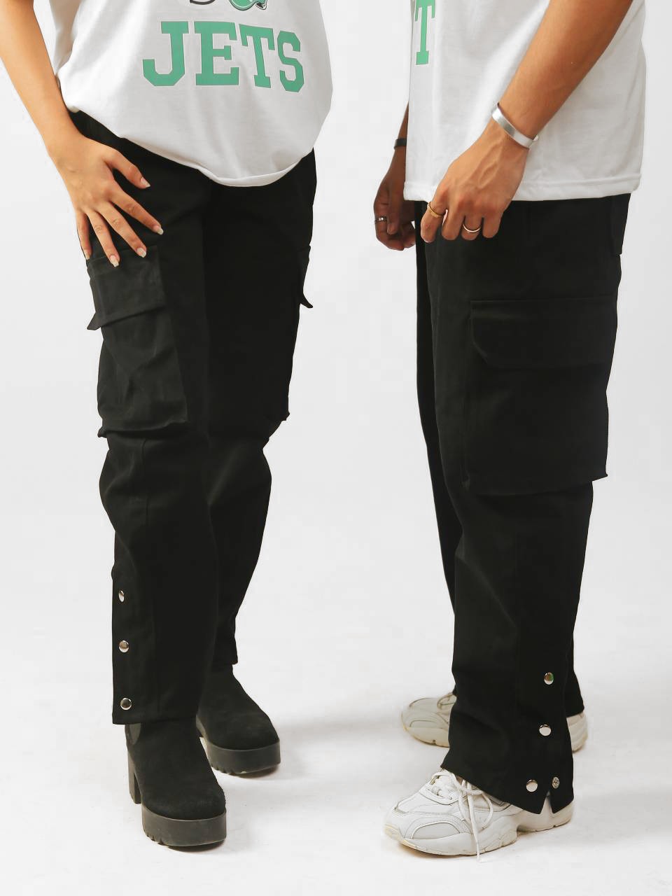 BLACK CASUAL SNAP CARGO