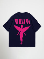 blue nirvana oversized graphic t shirt on white background 