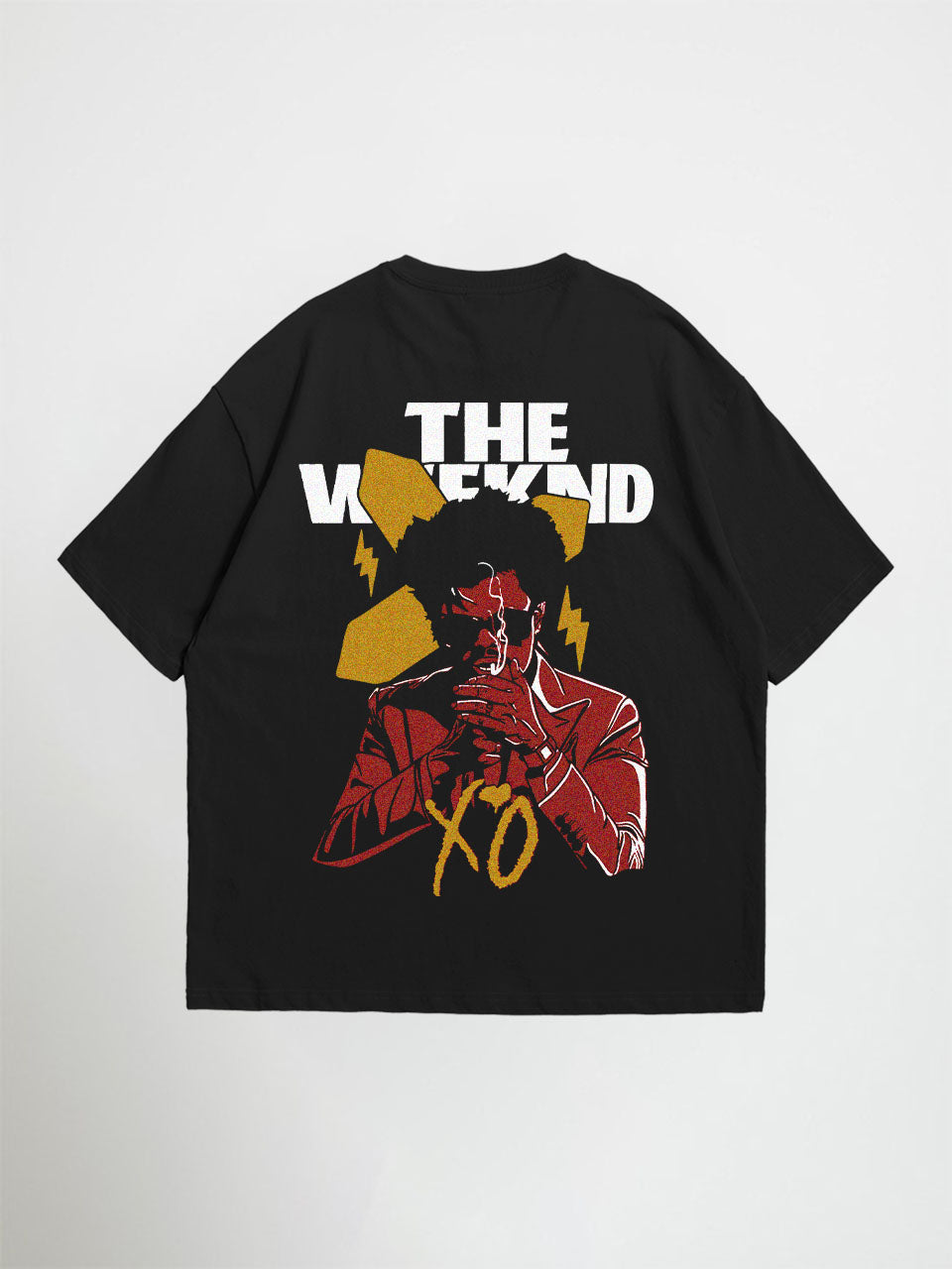 Black weeknd oversized graphic t-shirt with 'The Weeknd' graphic design on a back of the t shirt