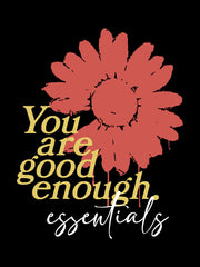 Red flower with motivational text on a black background